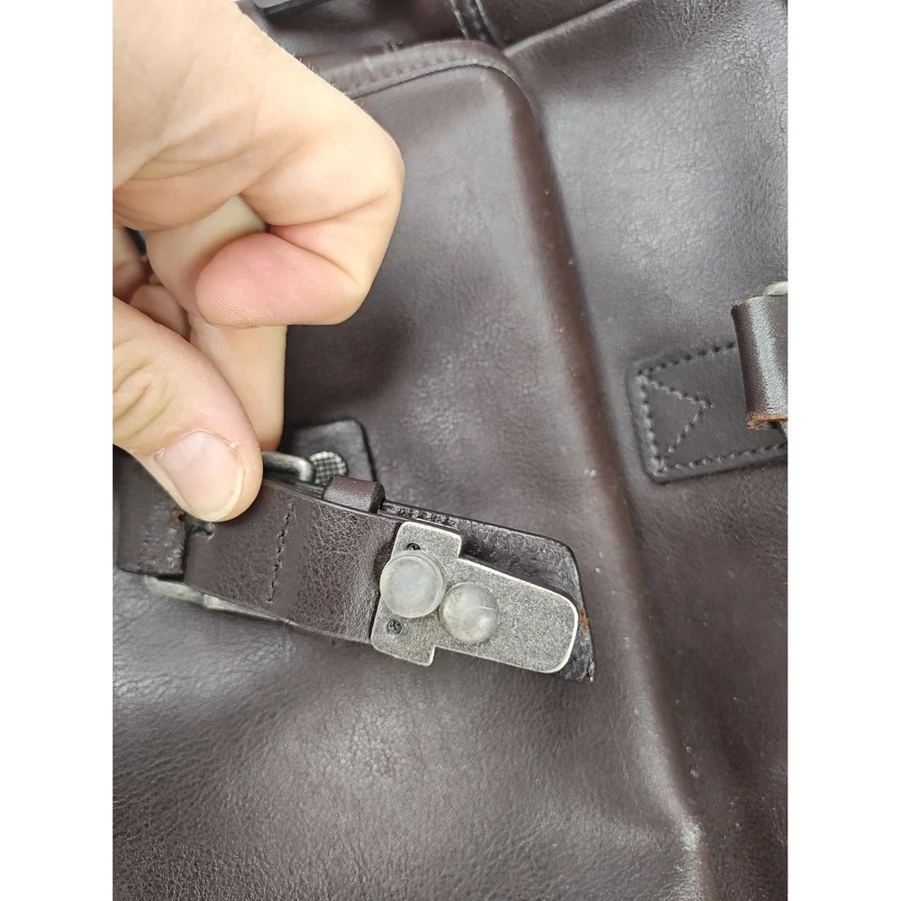 Tumi T-Tech Brown Leather Briefcase Laptop Bag Messenger Missing Buckle READ!!